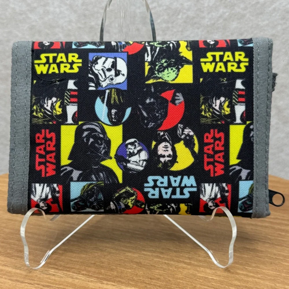 Star Wars Trifold Canvas‎ Wallet OS Black Gray Darth Vader Leia Retro Geekcore